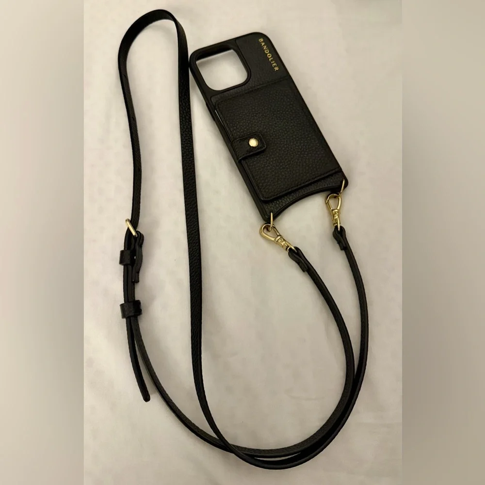 Bandolier Mila Black Leather Crossbody Phone Case for iPhone 15 Pro Max - EUC - Picture 2 of 10